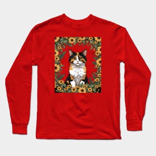 Maryland Calico Cat And Black Eyed Susan Flowers 4 Long Sleeve T-Shirt